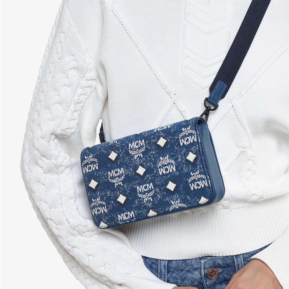 MCM mini Aren denim crossbody bag